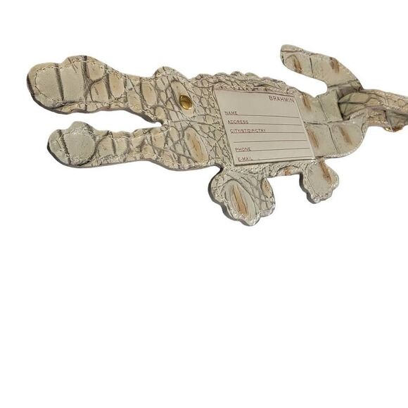 Brahmin Alligator Luggage Tag NWT Designer Mel Luggage Tag Pearl - Picture 2 of 6